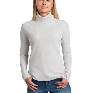 Kuhl Petra Baselayer Turtle Neck Sweater Grey Waffle Knit Hike Thumbholes Small